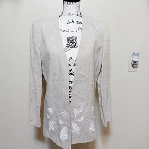 Jenna 100% Linen Career Wear Embroidered Blazer 8